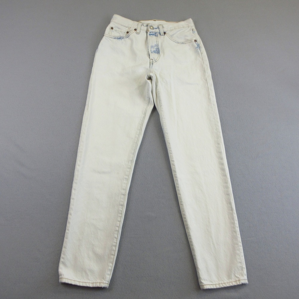 Levi's 501 '81 Jeans Womens 26x31 (27x30) White Acid Wash High Rise Straight Leg